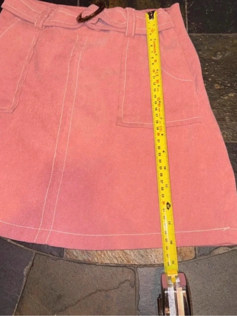 Iz Byer Coral Pink A-Line Mini Skirt with Belt